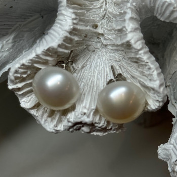 925 Sterling Silver Fresh Water Pearl Earrings Length 0.5 Inch
