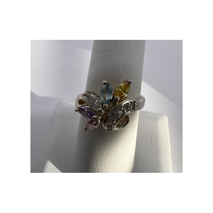 925 Sterling Silver & Multicolor CZ Ring Size 7.5