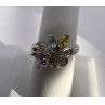 925 Sterling Silver & Multicolor CZ Ring Size 7.5