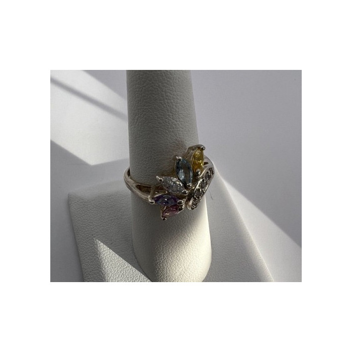 925 Sterling Silver & Multicolor CZ Ring Size 7.5