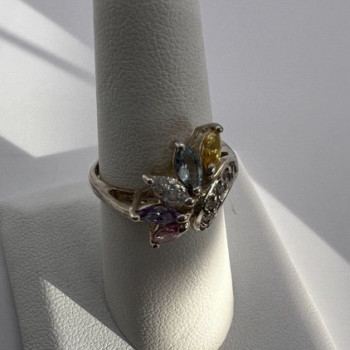925 Sterling Silver & Multicolor CZ Ring Size 7.5