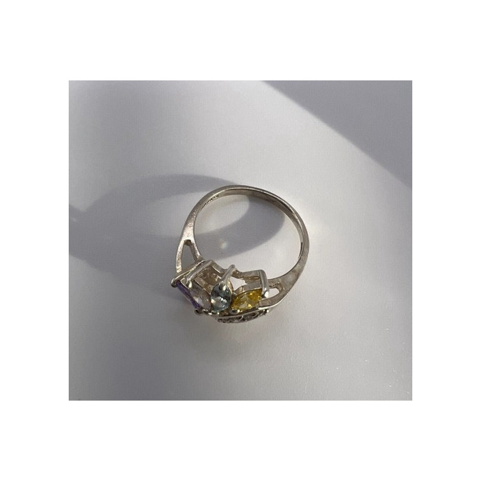 925 Sterling Silver & Multicolor CZ Ring Size 7.5