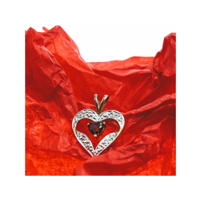 10K YELLOW & WHITE GOLD GARNET 