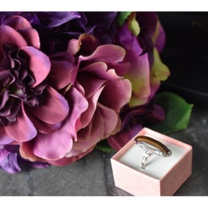 925 Sterling Silver Tiger'S Eye Ring Size 8
