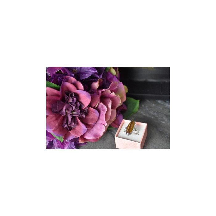 925 Sterling Silver Tiger's Eye Ring Size 8