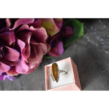 925 Sterling Silver Tiger's Eye Ring Size 8