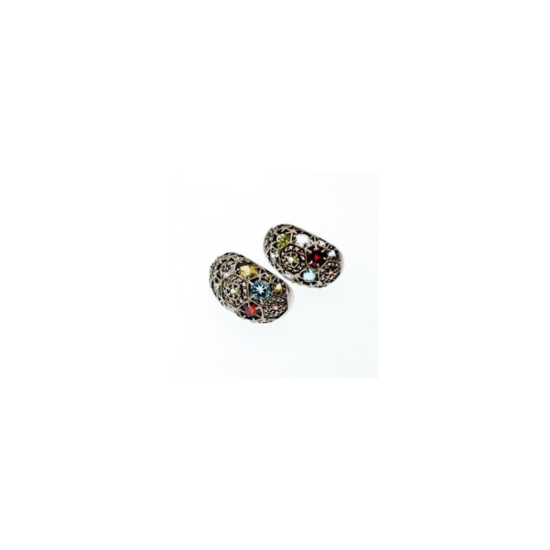 925 Sterling Silver Multi Gemstones Stud Earrings