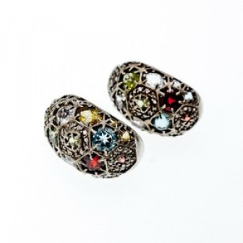 925 Sterling Silver Multi Gemstones Stud Earrings
