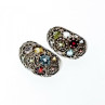 925 Sterling Silver Multi Gemstones Stud Earrings