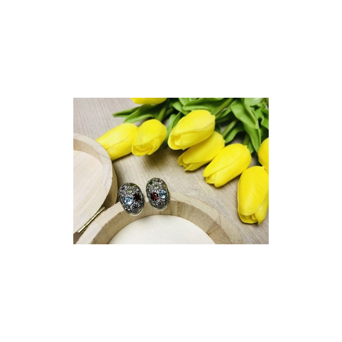 925 Sterling Silver Multi Gemstones Stud Earrings