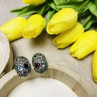925 Sterling Silver Multi Gemstones Stud Earrings
