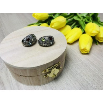 925 Sterling Silver Multi Gemstones Stud Earrings