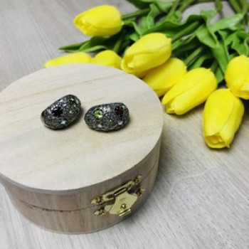 925 Sterling Silver Multi Gemstones Stud Earrings