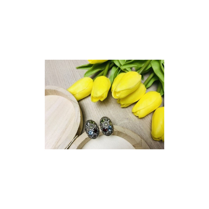 925 Sterling Silver Multi Gemstones Stud Earrings