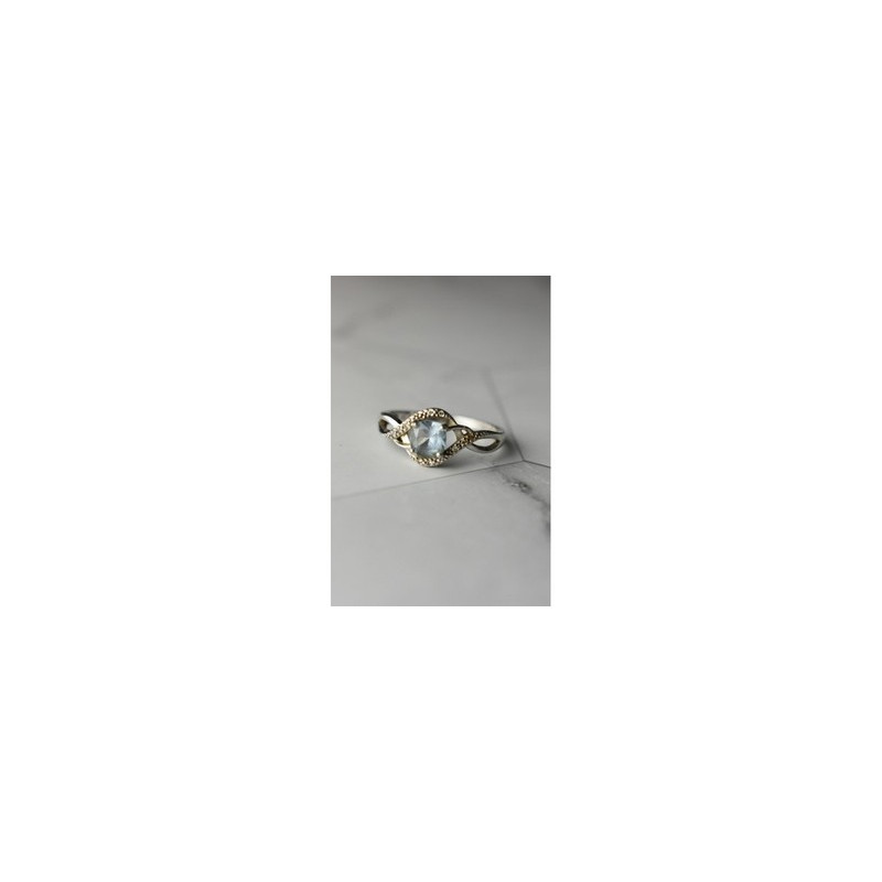 925 Sterling Silver Blue Spinel & CZ Ring Size 9