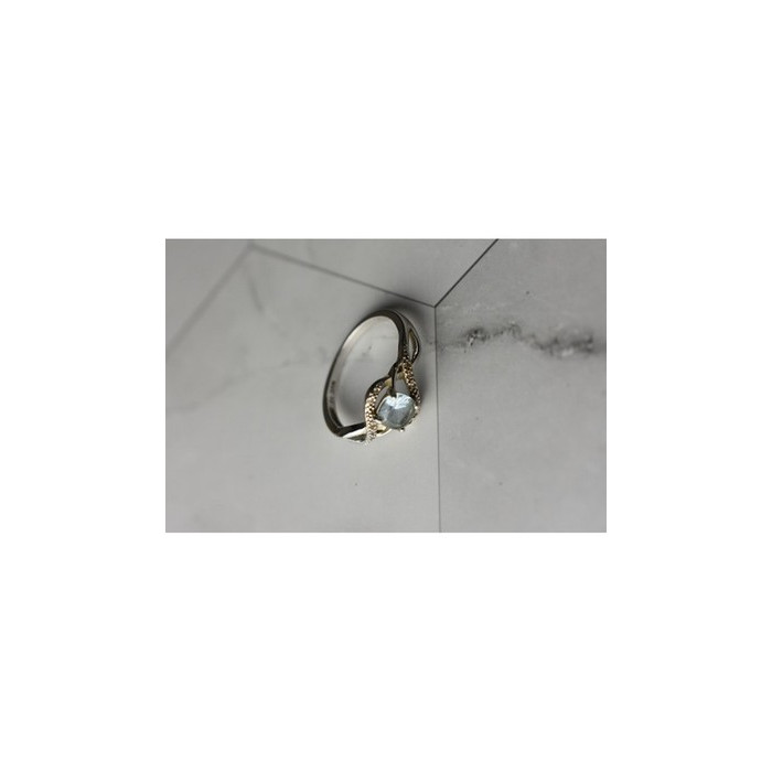 925 Sterling Silver Blue Spinel & CZ Ring Size 9