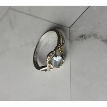 925 Sterling Silver Blue Spinel & CZ Ring Size 9