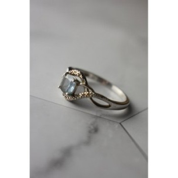 925 Sterling Silver Blue Spinel & CZ Ring Size 9