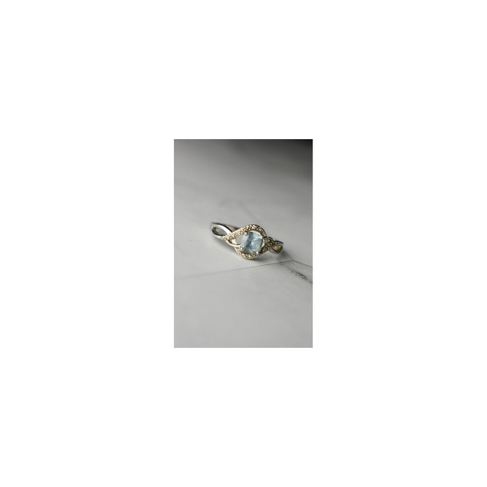 925 Sterling Silver Blue Spinel & CZ Ring Size 9