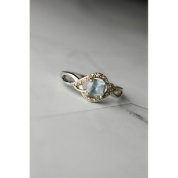 925 Sterling Silver Blue Spinel & CZ Ring Size 9