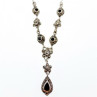 925 Sterling Silver Nephrite & Marcasite Necklase