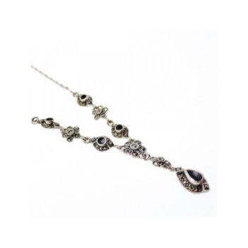 925 STERLING SILVER NEPHRITE & MARCASITE NECKLASE