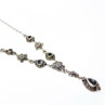 925 Sterling Silver Nephrite & Marcasite Necklase