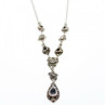 925 Sterling Silver Nephrite & Marcasite Necklase