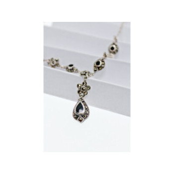 925 STERLING SILVER NEPHRITE & MARCASITE NECKLASE