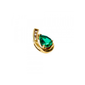 10K YELLOW GOLD EMERALD & SAPPHIRES PENDANT