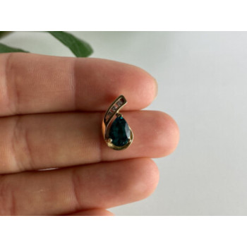 10K YELLOW GOLD EMERALD & SAPPHIRES PENDANT
