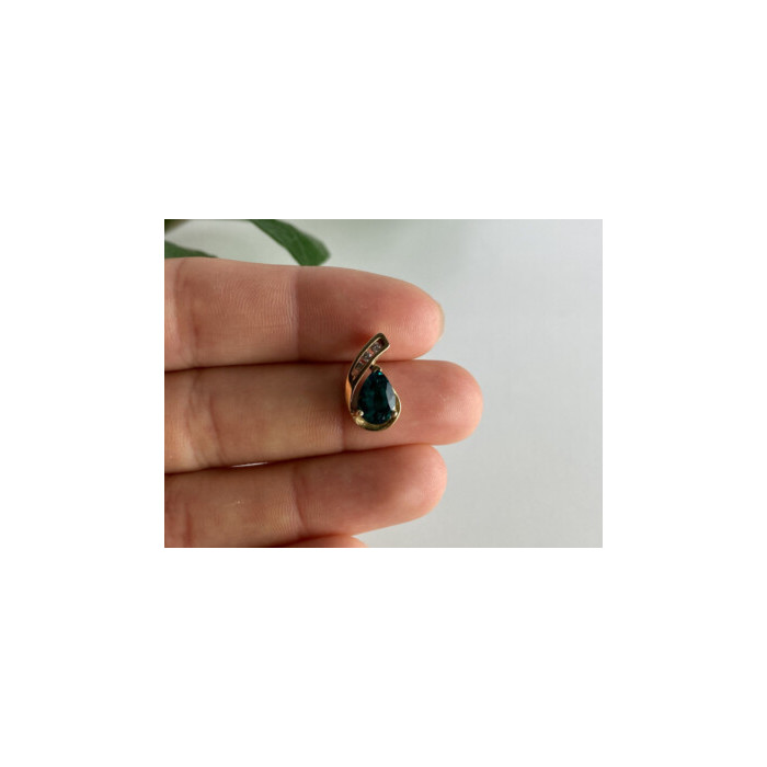 10K YELLOW GOLD EMERALD & SAPPHIRES PENDANT