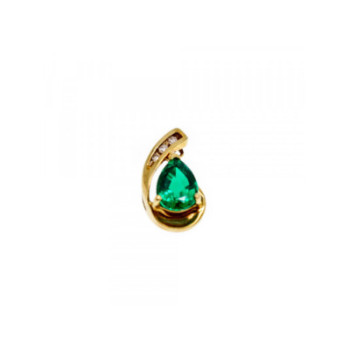 10K YELLOW GOLD EMERALD & SAPPHIRES PENDANT