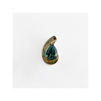 10K YELLOW GOLD EMERALD & SAPPHIRES PENDANT