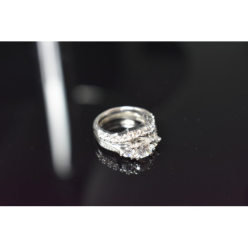 925 Sterling Silver CZ Double Ring Size 6.5