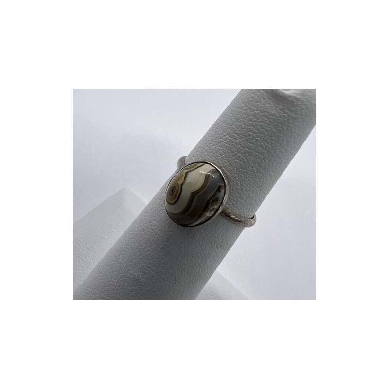 925 Sterling Silver & Agate Ring Size 4