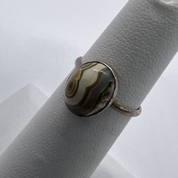 925 Sterling Silver & Agate Ring Size 4