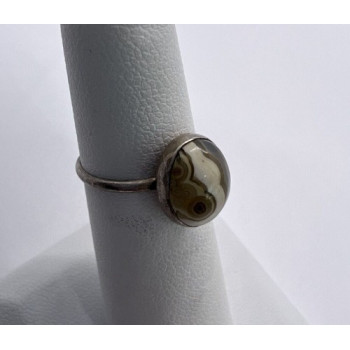 925 Sterling Silver & Agate Ring Size 4