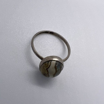 925 Sterling Silver & Agate Ring Size 4