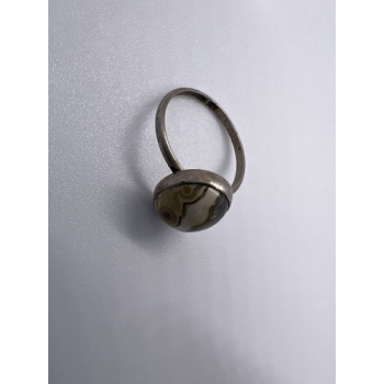 925 Sterling Silver & Agate Ring Size 4