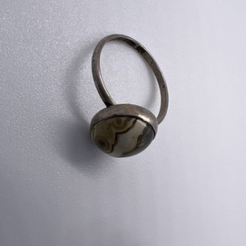 925 Sterling Silver & Agate Ring Size 4