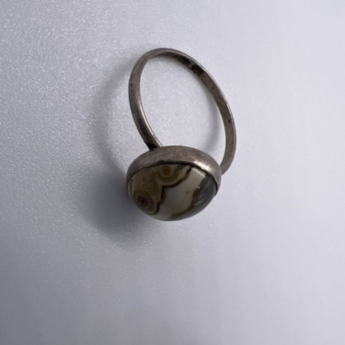 925 Sterling Silver & Agate Ring Size 4