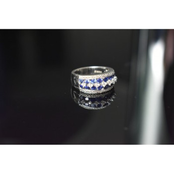 925 Sterling Silver London Blue & White Topaz Ring Size 6.5
