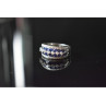 925 Sterling Silver London Blue & White Topaz Ring Size 6.5