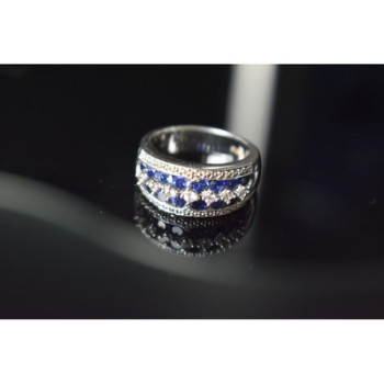 925 Sterling Silver London Blue & White Topaz Ring Size 6.5