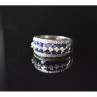 925 Sterling Silver London Blue & White Topaz Ring Size 6.5