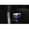 925 Sterling Silver London Blue & White Topaz Ring Size 6.5