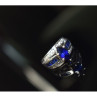 925 Sterling Silver London Blue & White Topaz Ring Size 6.5