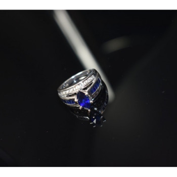 925 Sterling Silver London Blue & White Topaz Ring Size 6.5