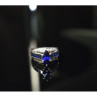 925 Sterling Silver London Blue & White Topaz Ring Size 6.5